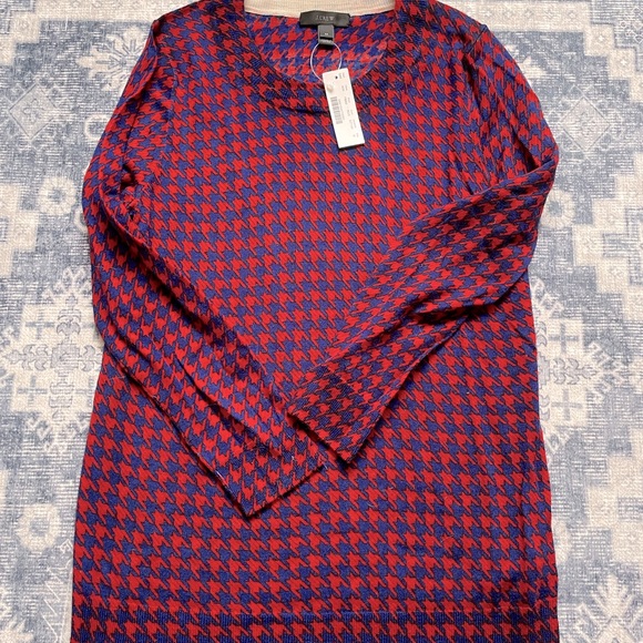 J. Crew Tops - J. Crew Red and Blue Houndstooth Long Sleeve Top